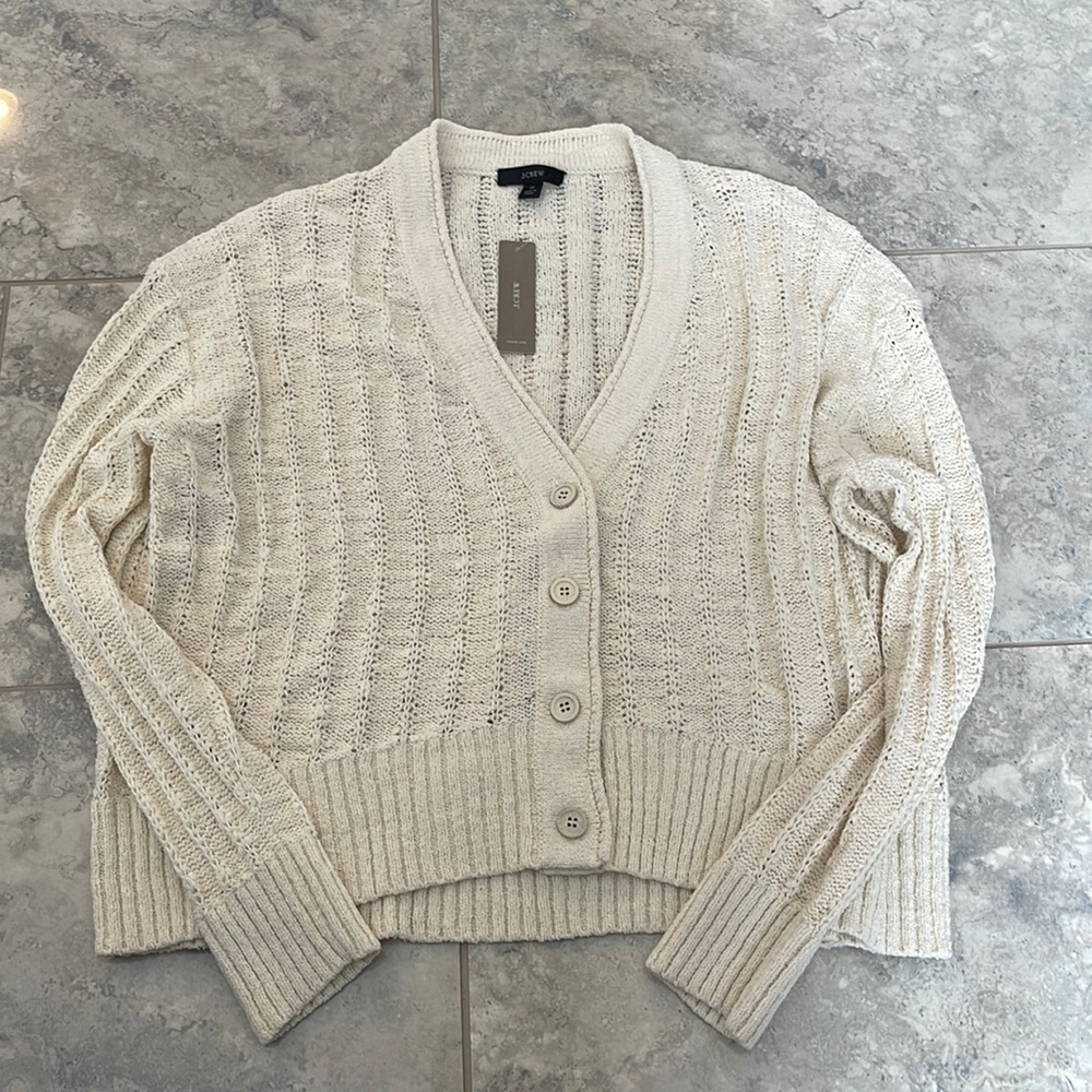 J. CREW Women's Textured V-neck Cardigan Sweater L5929 Size Medium
